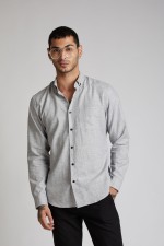 B Label Men's Casual Shirt--Grey Melange on itsHemp