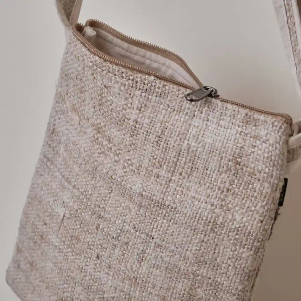 Hemp House All Natural Hemp Sling Bag Natural & Brown on itsHemp