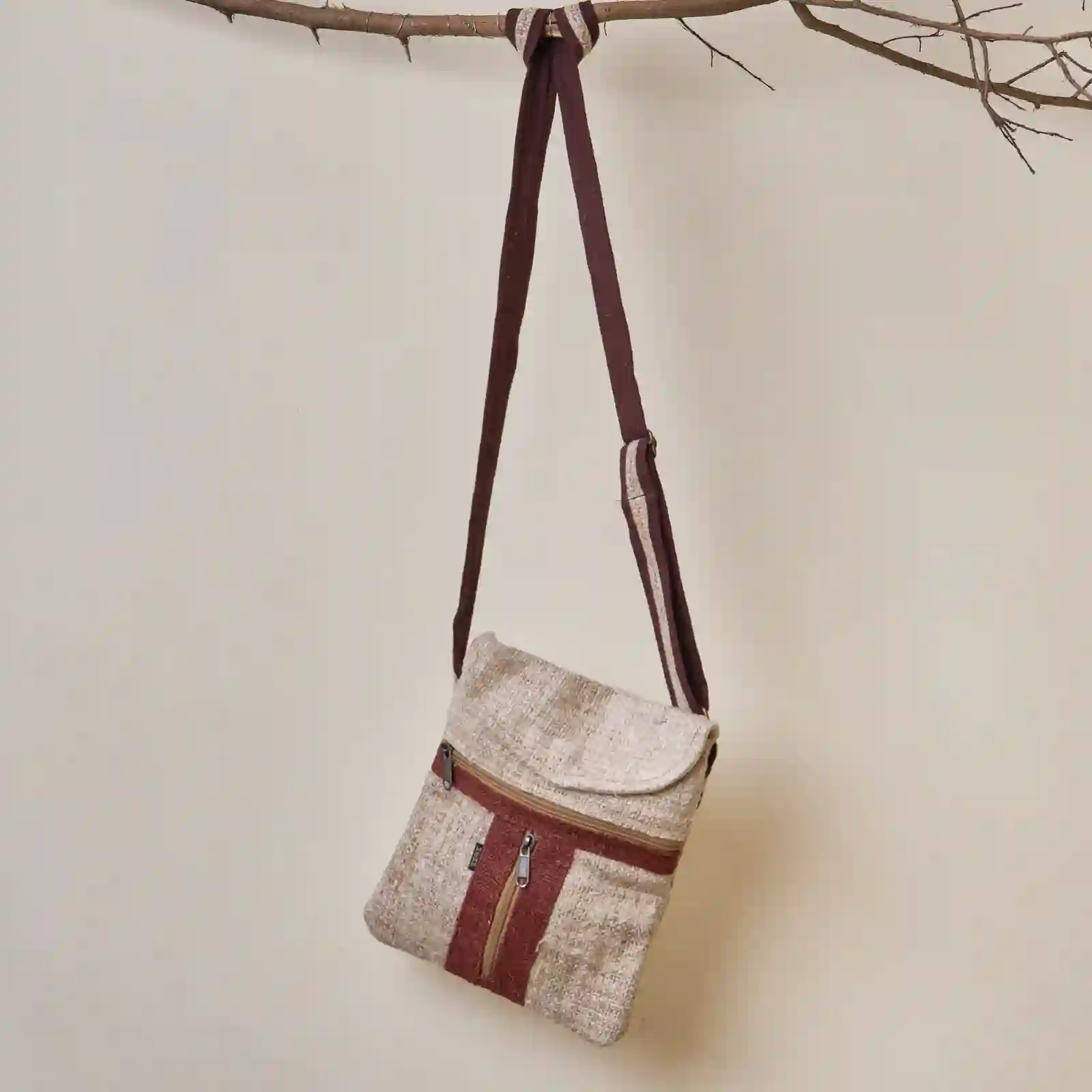 HH003012_1 Hemp House All Natural Hemp Sling Bag Multi-Coloured On itsHemp