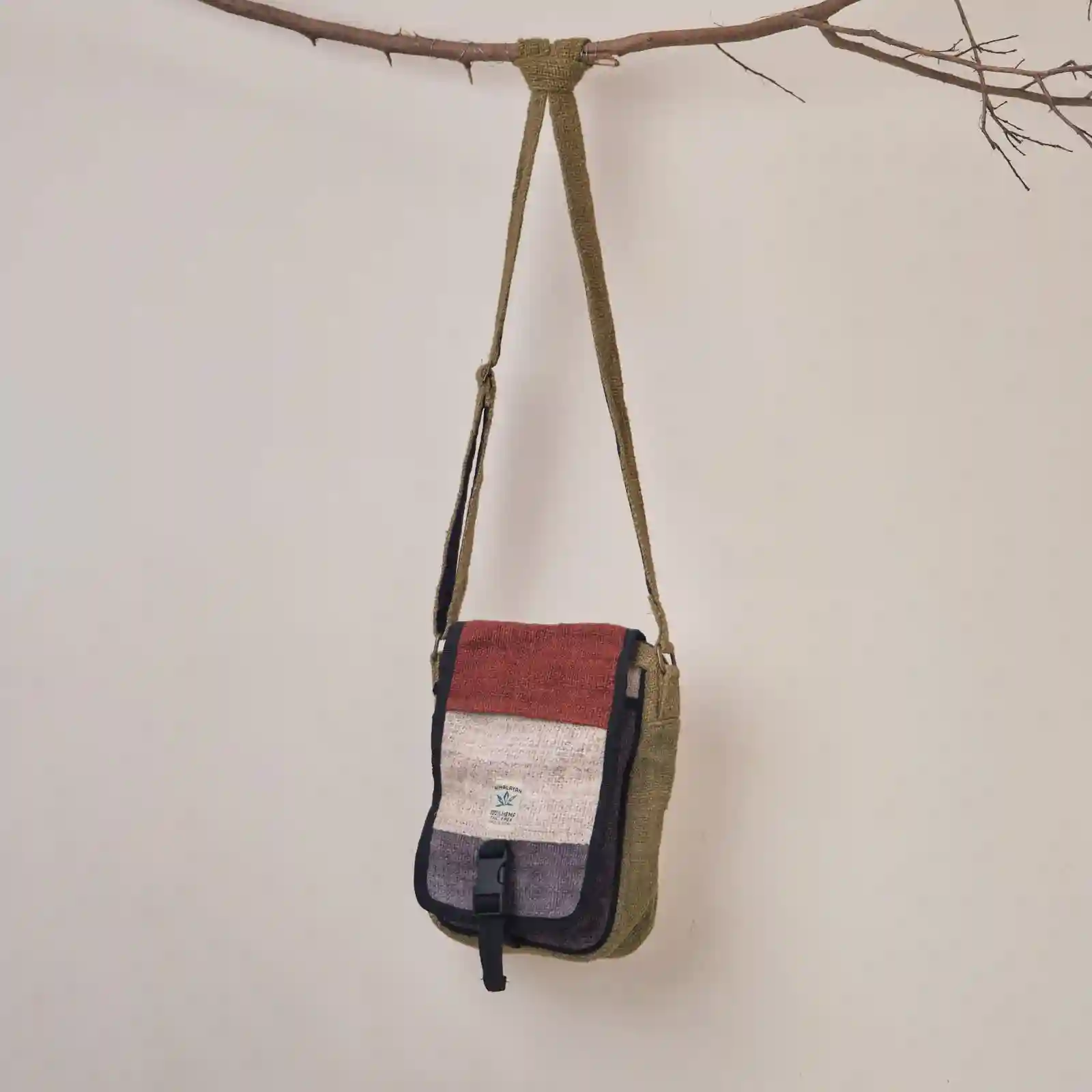HH003013_1 Hemp House All Natural Hemp Sling Bag Multi-Coloured On itsHemp