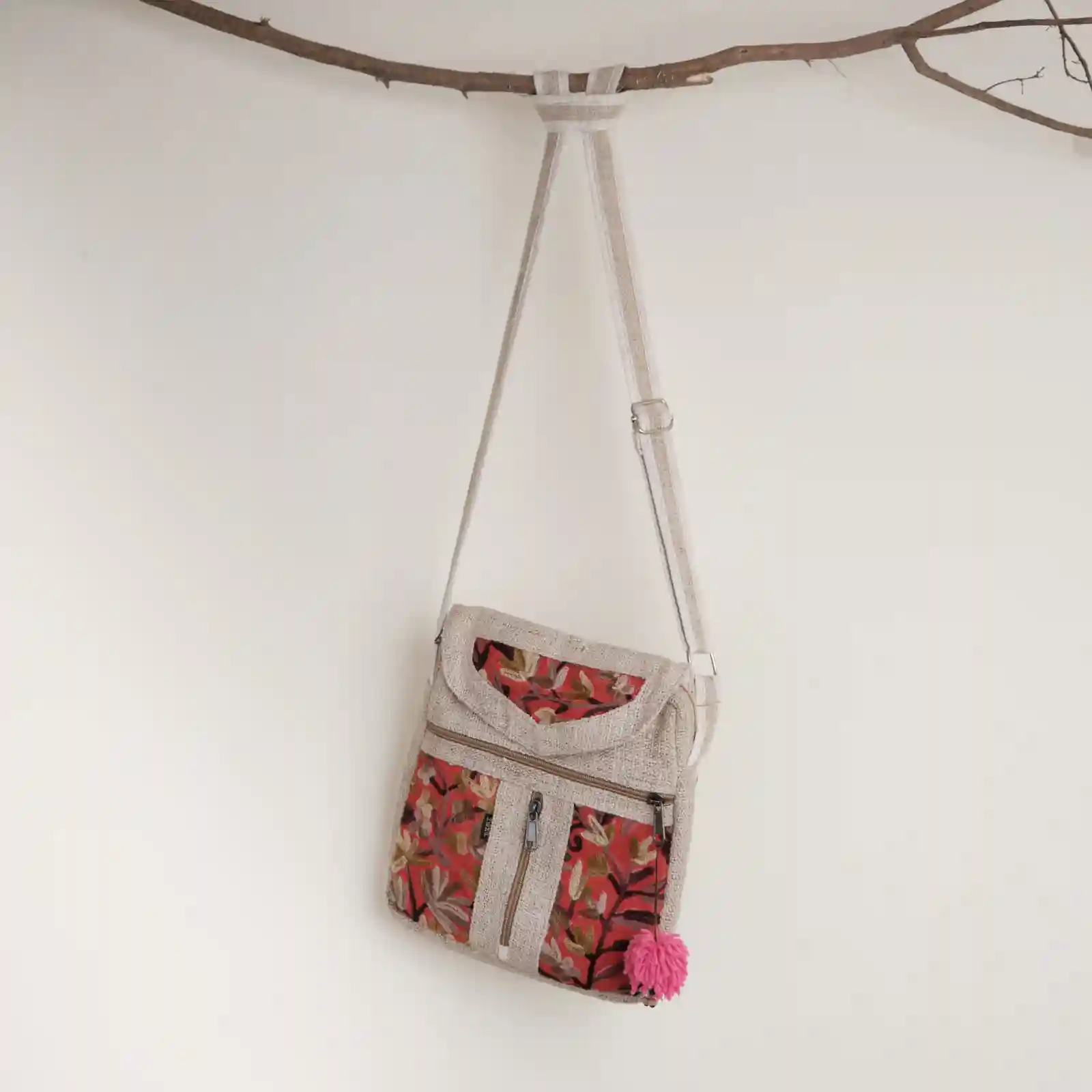 HH003015_1 Hemp House All Natural Hemp Sling Bag with Button/Zip Pocket itsHemp on itsHemp
