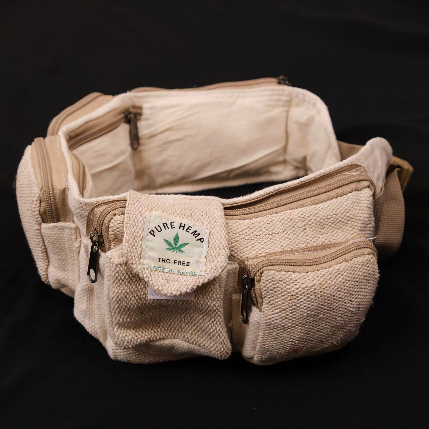 Pouchful Hemp & Cotton Handmade Waist Pouch (Tribal) on itsHemp