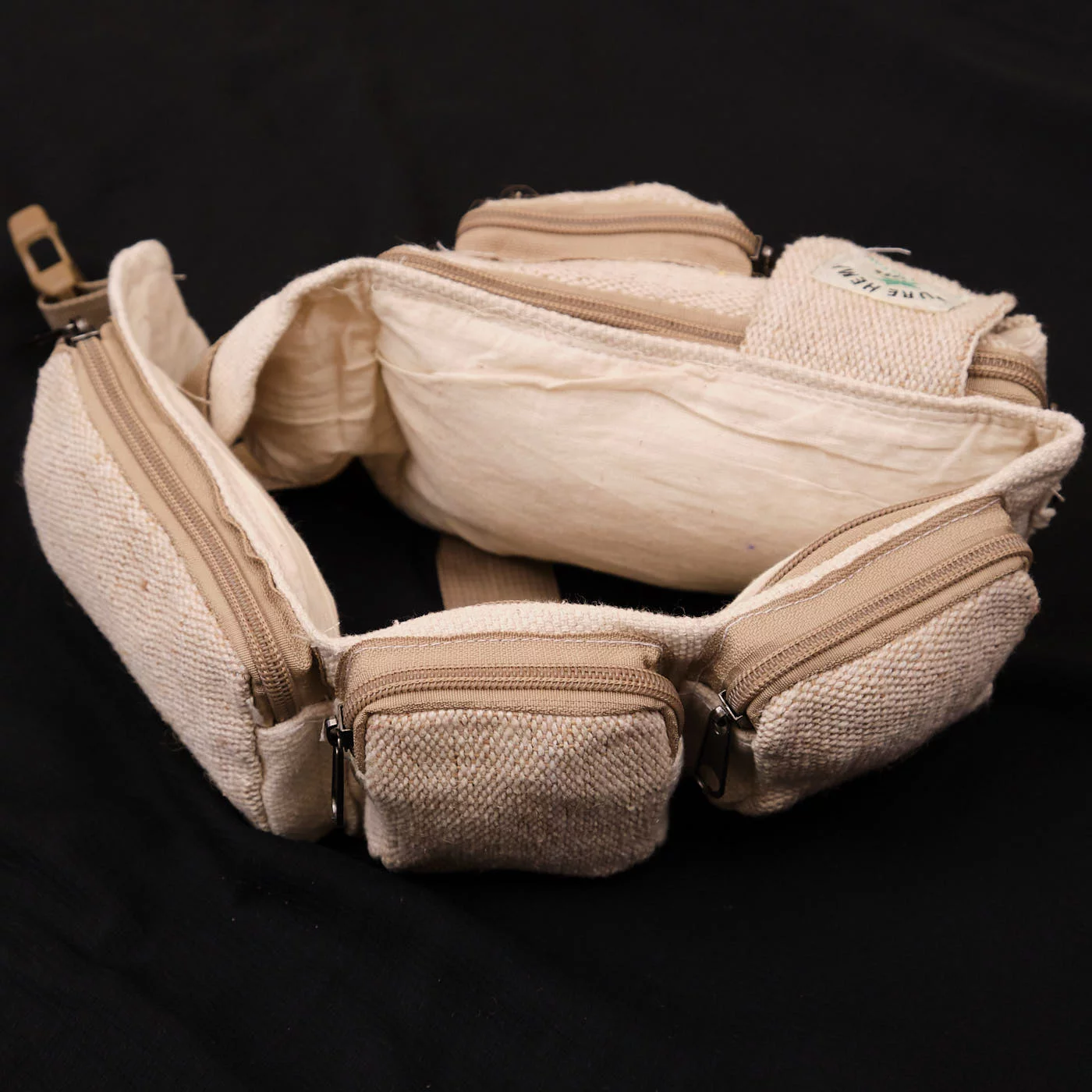 Pouchful Hemp & Cotton Handmade Waist Pouch (Tribal) on itsHemp