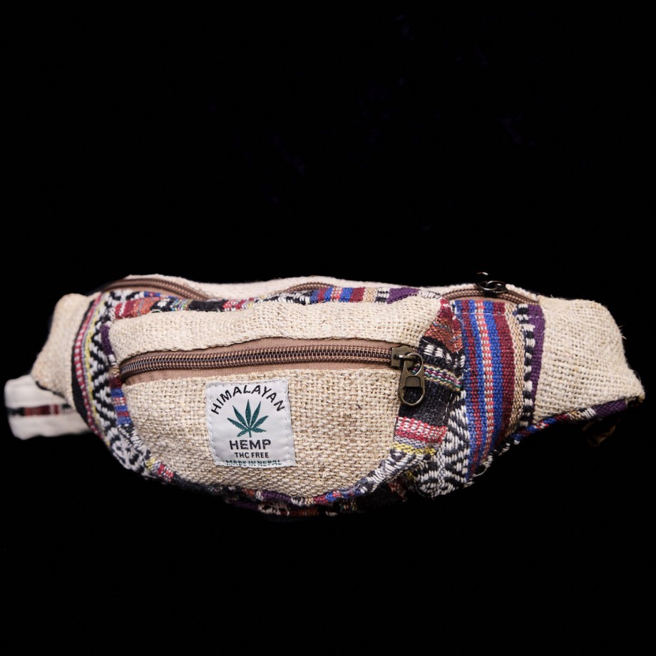 Pouchful Hemp & Cotton Handmade Waist Pouch (Tribal) on itsHemp