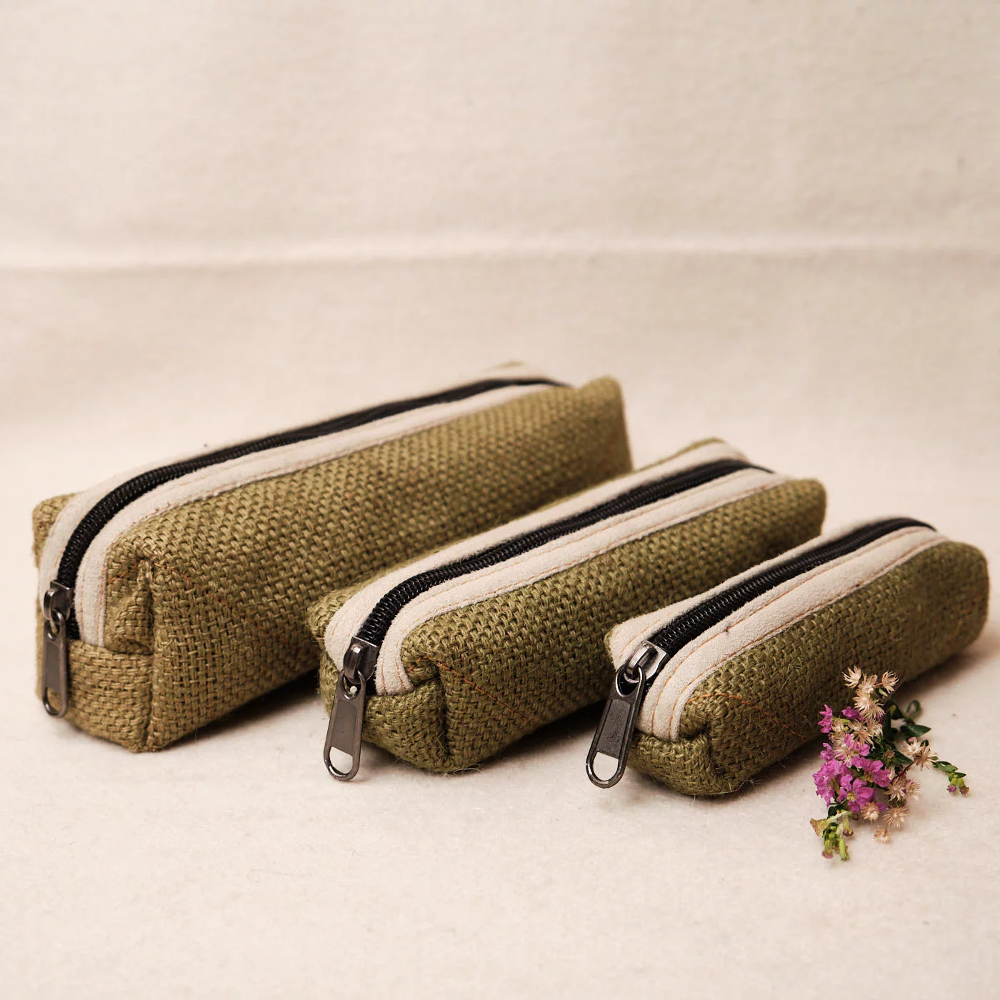 Pouchful All Hemp Handmade Pencil Pouch Set of 3 (Plain) on itsHemp