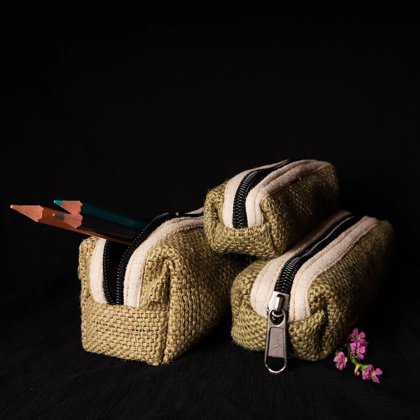 Pouchful All Hemp Handmade Pencil Pouch Set of 3 (Plain) on itsHemp