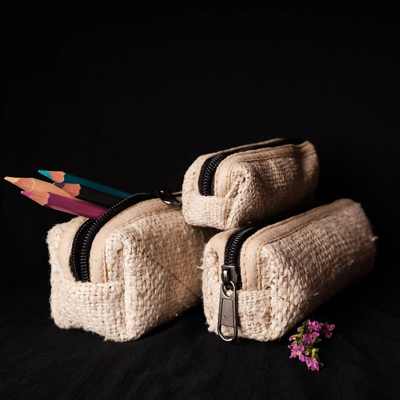 Pouchful All Hemp Handmade Pencil Pouch (Beige) on itsHemp