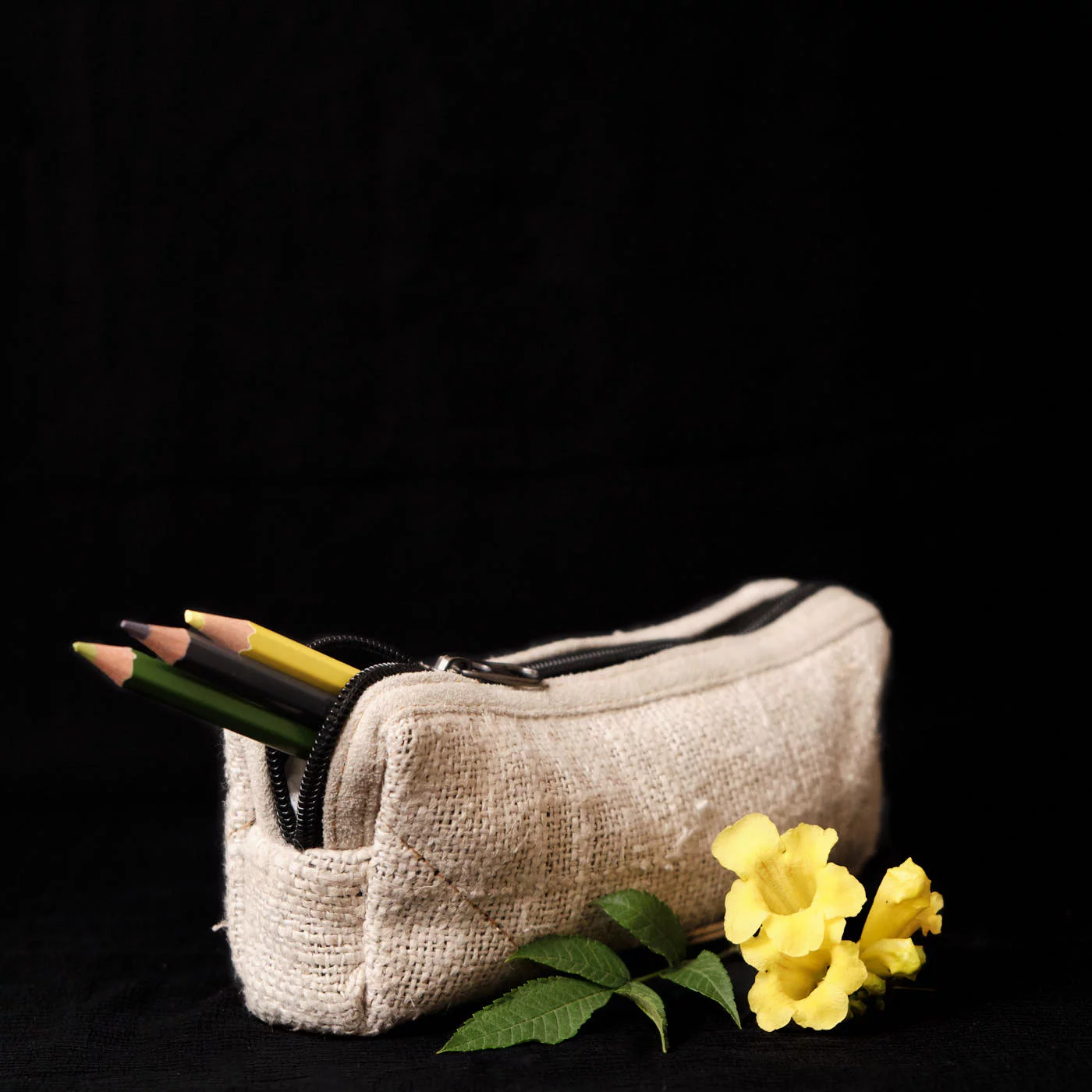 Pouchful All Hemp Handmade Pencil Pouch (Beige) on itsHemp