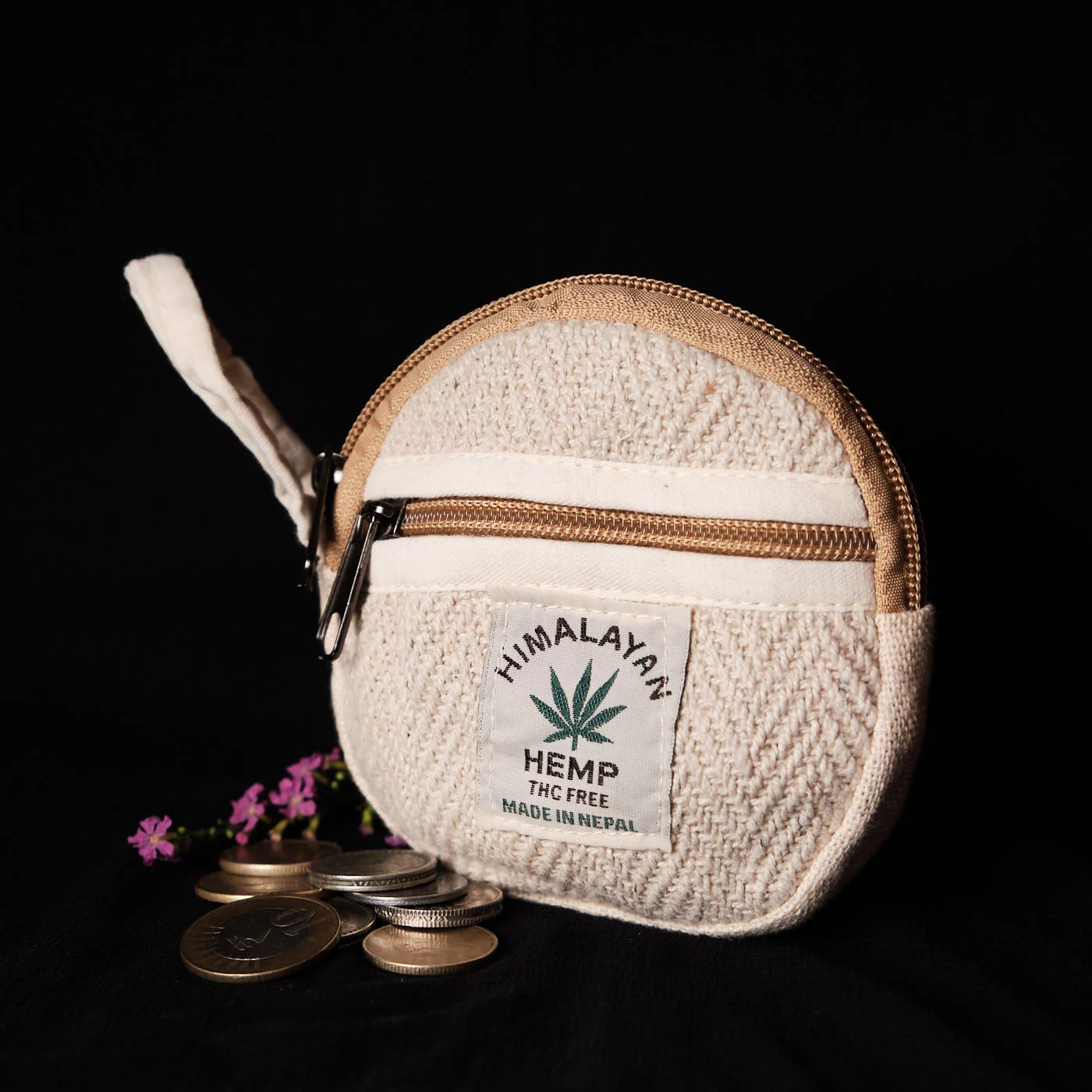 Pouchful Hemp & Cotton Handmade Coin Purse (Round) on itsHemp