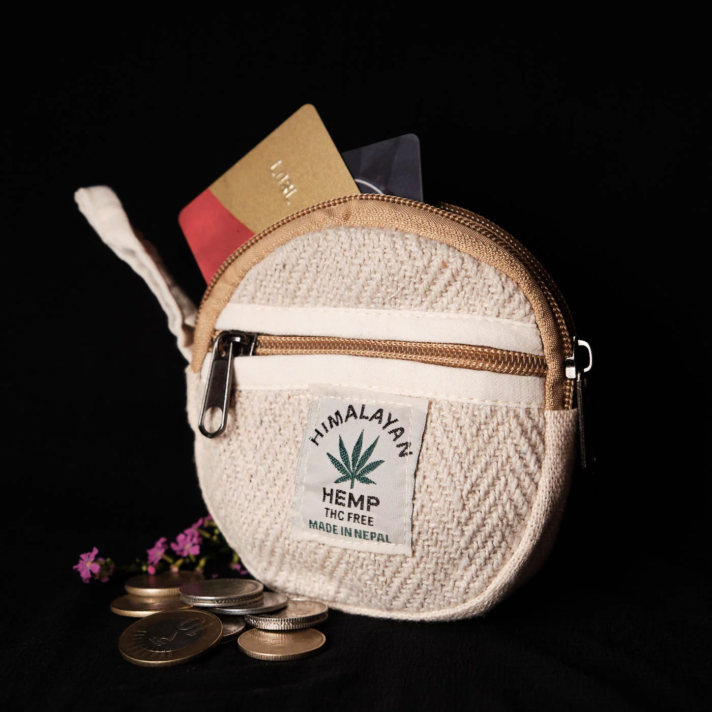Pouchful Hemp & Cotton Handmade Coin Purse (Round) on itsHemp