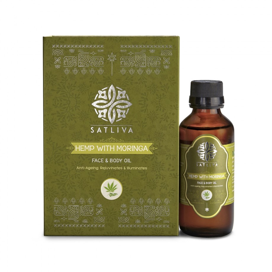 Satliva Hemp with moringa face & body oil on itsHemp