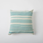 B Label Screen Printed Teal Lined Cushion Cover - Off White on itsHemp