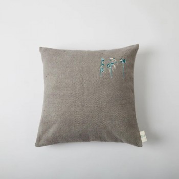 B Label Aari Embroidered Cushion Cover - Grey on itsHemp