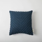 B Label Pleated Cushion Cover - Navy on itsHemp