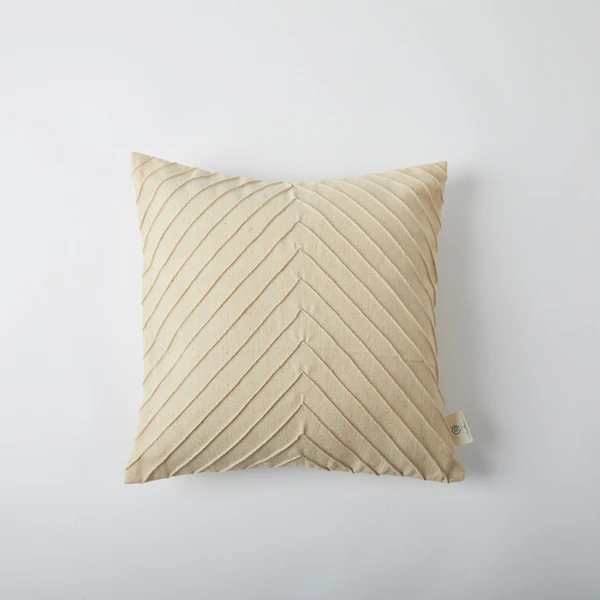 B Label Pleated Cushion Cover - Off White on itsHemp