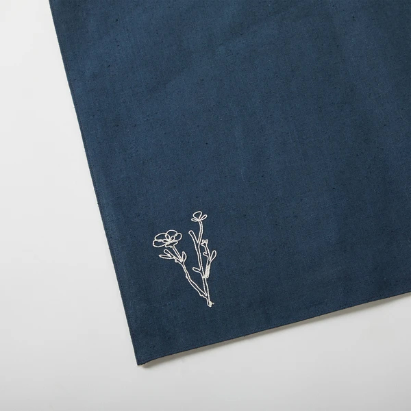B Label Floral Table Mat - Navy on itsHemp