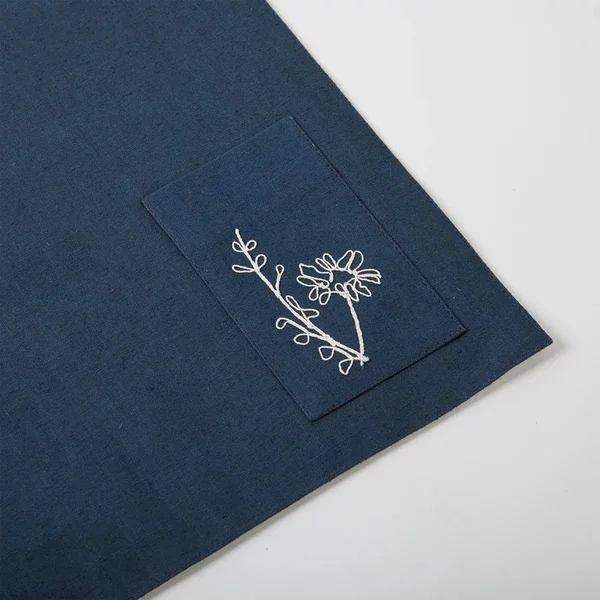 B Label Floral Table Mat - Navy on itsHemp
