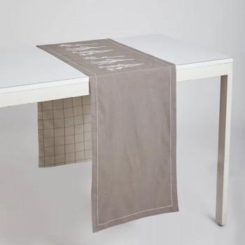 B Label Floral Table Runner - Grey on itsHemp