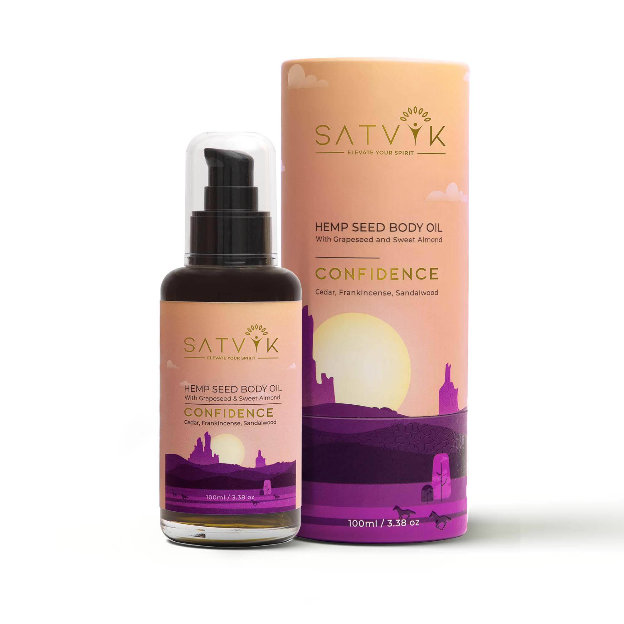 Satvik Confidence Organic Hemp Seed Face and Body Oil, 100 ml on itsHemp