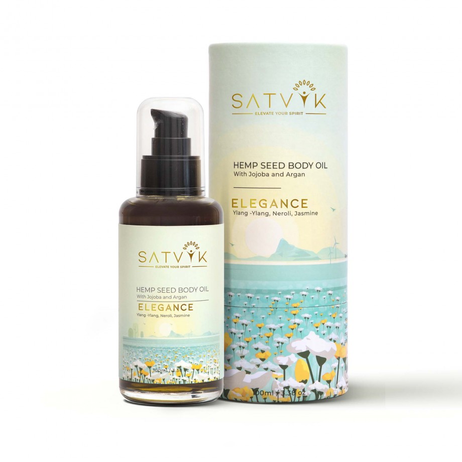 Satvik Elegence Organic Hemp Seed Face and Body Oil, 100 ml on itsHemp