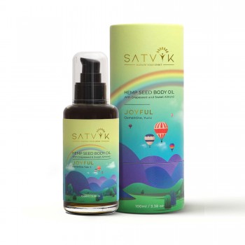 Satvik Joyful Organic Hemp Seed Face and Body Oil, 100 ml on itsHemp