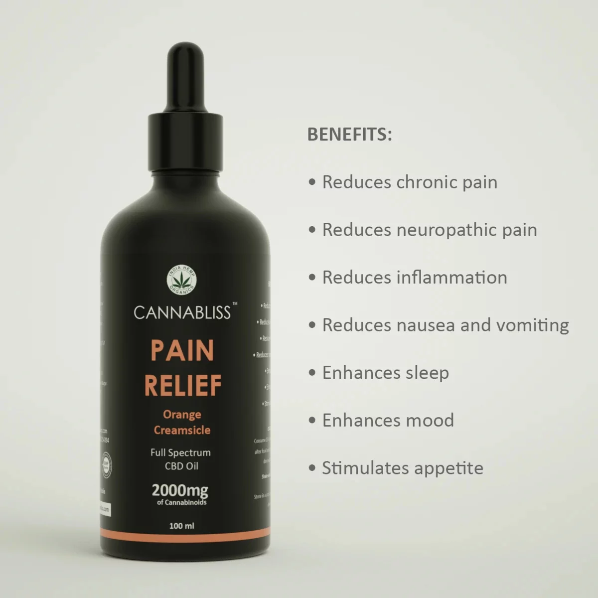 India Hemp Organics CannaBliss- Pain Relief 600mg (30ml) on itsHemp
