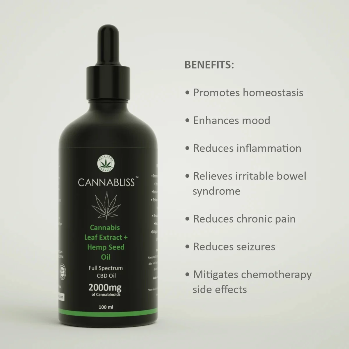 India Hemp Organics CannaBliss- Cannabis Leaf Extract 600mg (30ml) on tisHemp