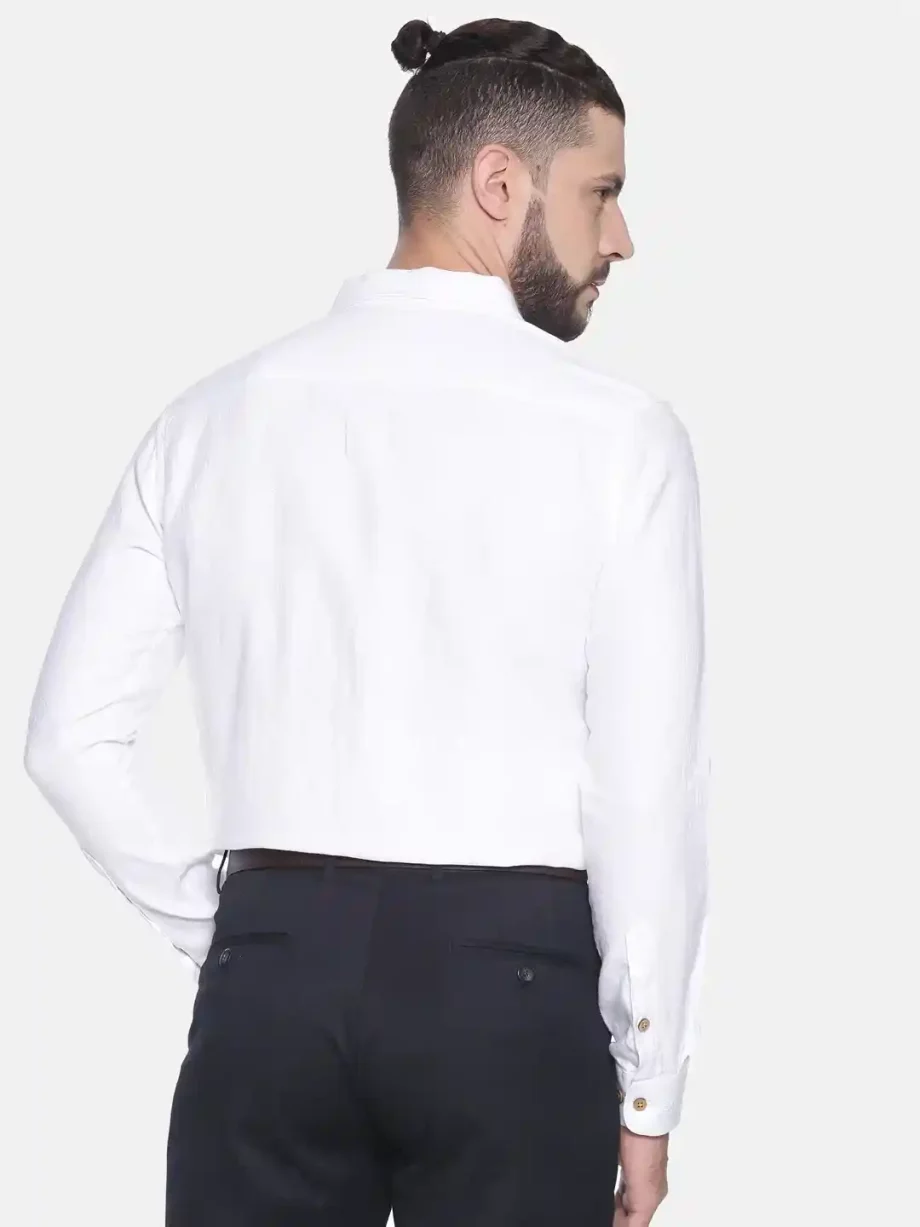 Ecentric herringbone white colour slim fit hemp formal shirt on itsHemp
