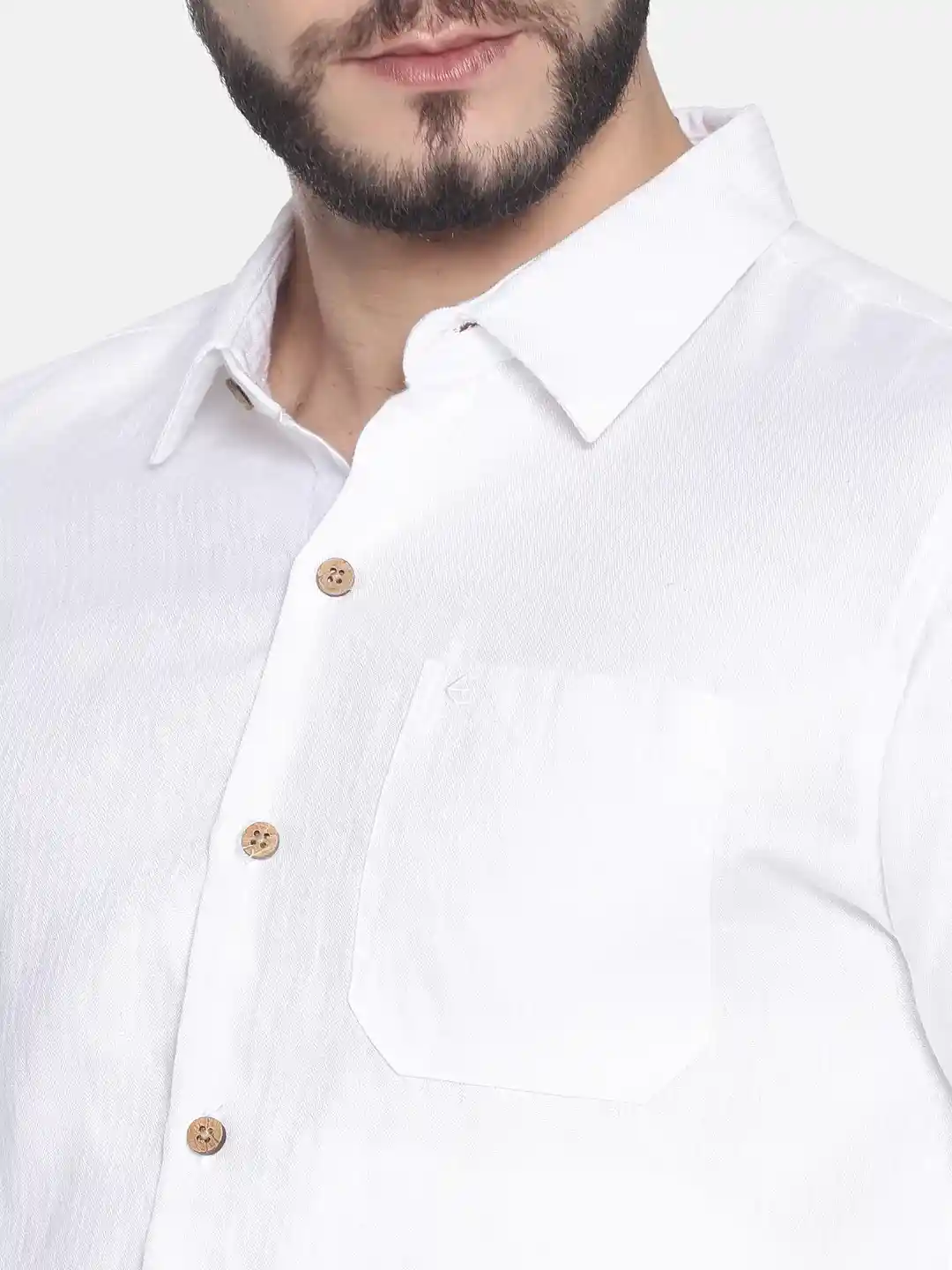 Ecentric herringbone white colour slim fit hemp formal shirt on itsHemp