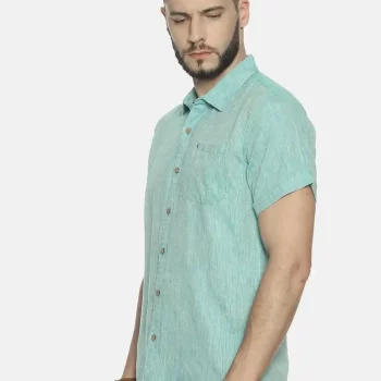 Ecentric Green colour slim fit hemp casual shirt on itsHemp