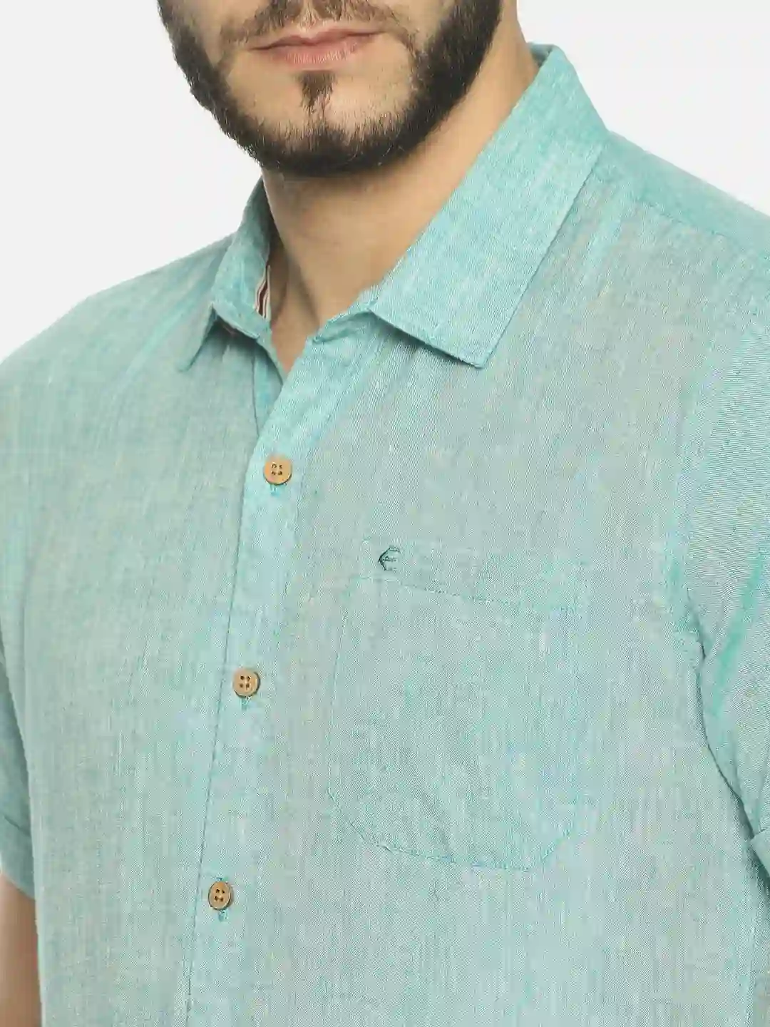 Ecentric Green colour slim fit hemp casual shirt on itsHemp