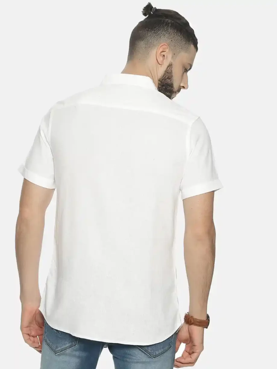 Ecentric White colour slim fit hemp casual shirt on itsHemp