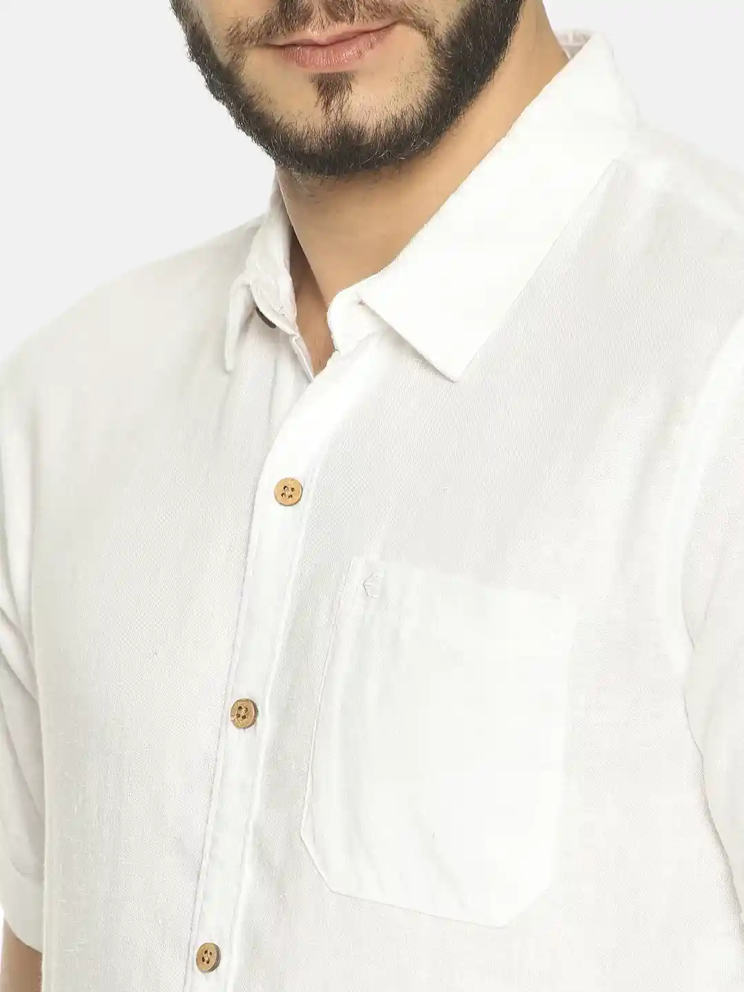 Ecentric White colour slim fit hemp casual shirt on itsHemp
