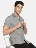 Ecentric Slim Fit Black Hemp Casual Shirt - Half Sleeve, Collared, Size Medium - View #8