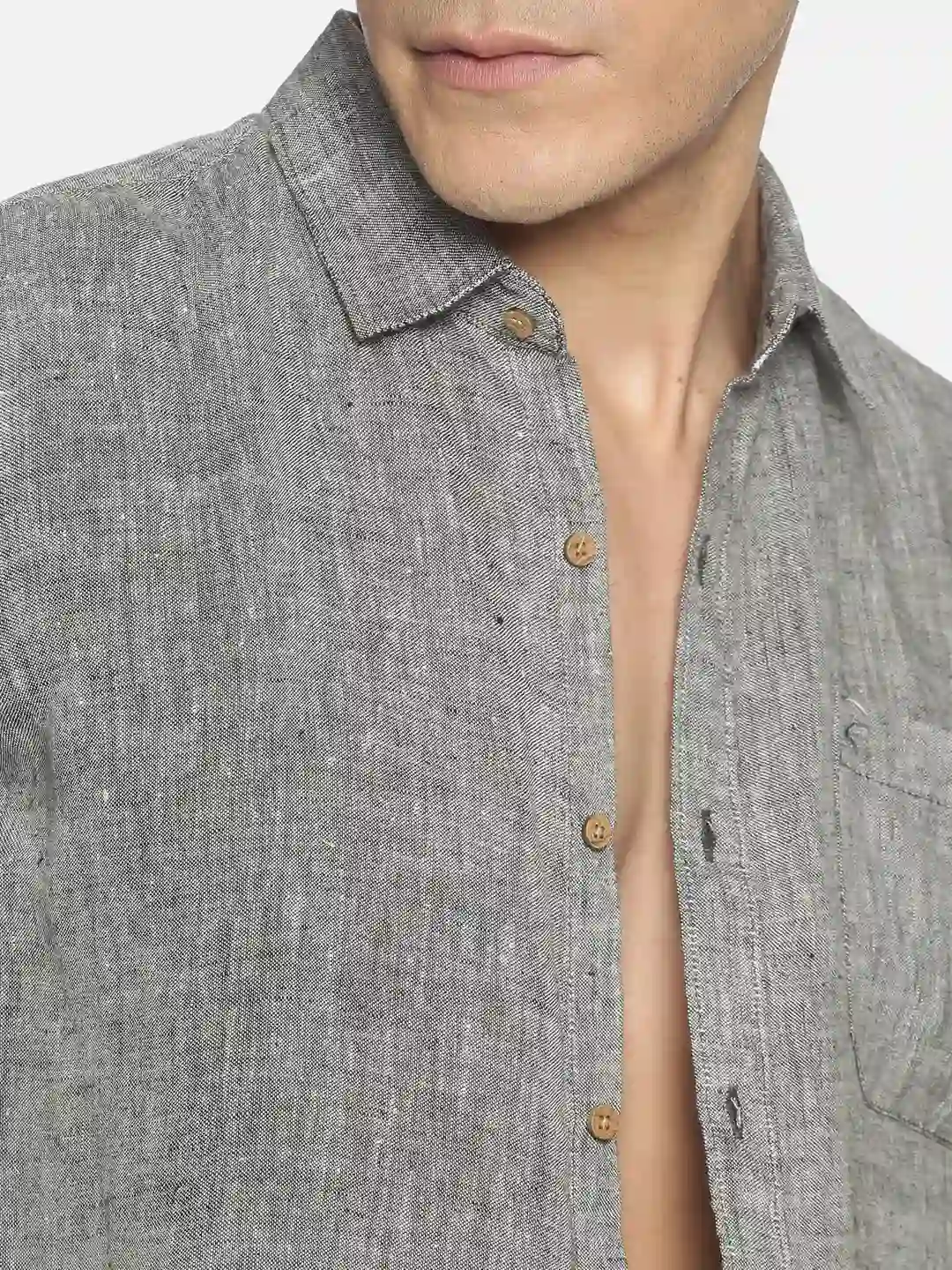 Ecentric black colour slim fit hemp casual shirt on itsHemp