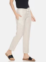 Ecentric Women’s beige colour solid lounge wear bottom on itsHemp