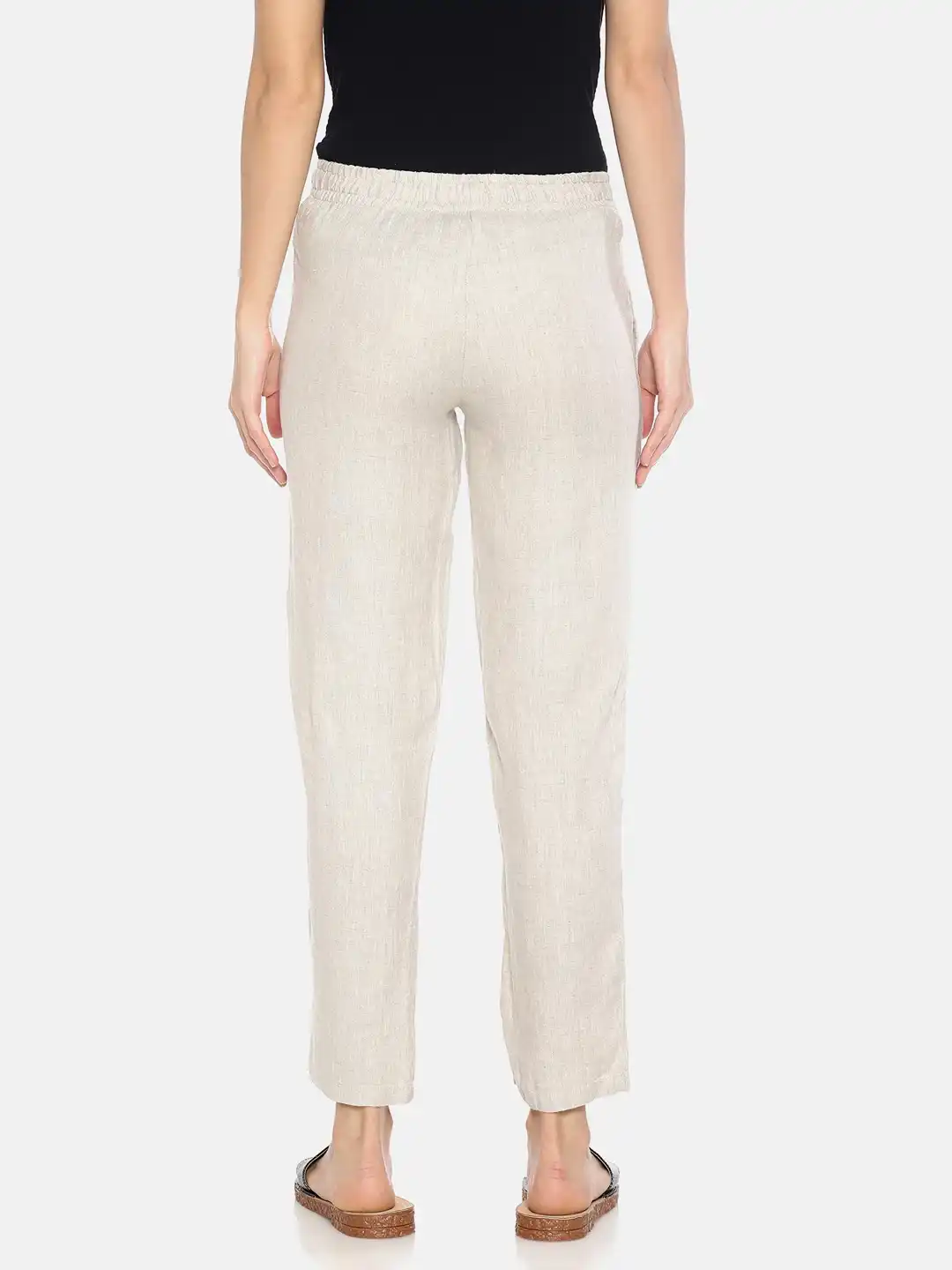 Ecentric Women’s beige colour solid lounge wear bottom on itsHemp