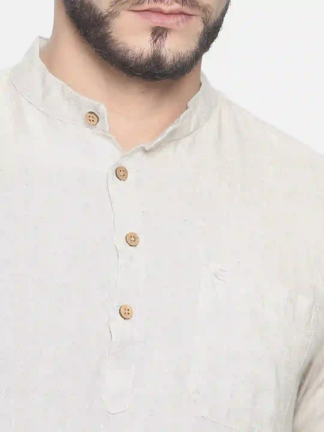 Ecentric beige colour slim fit hemp long kurta on itsHemp