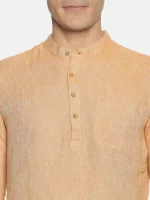 Ecentric orange colour hemp short kurta on itsHemp