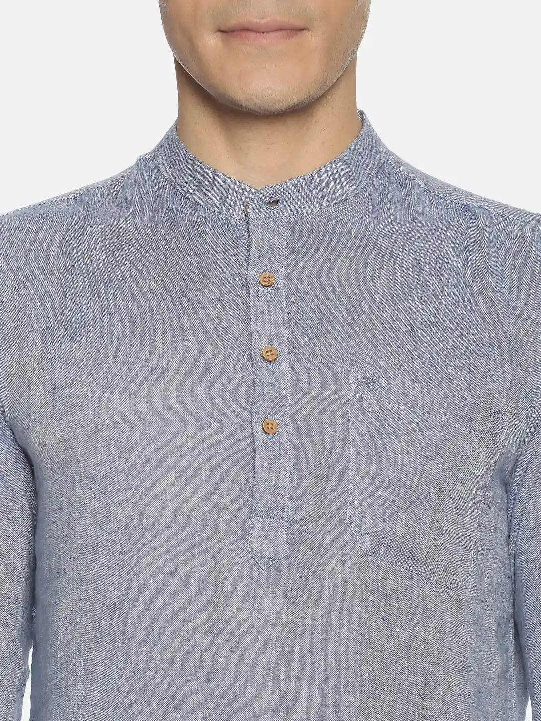 Ecentric navy blue colour hemp short kurta on itsHemp