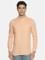 Ecentric neon saffron colour hemp short kurta on itsHemp