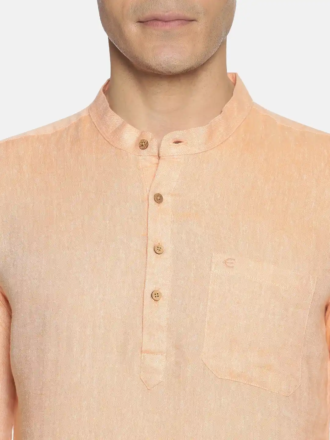 Ecentric neon saffron colour hemp short kurta on itsHemp