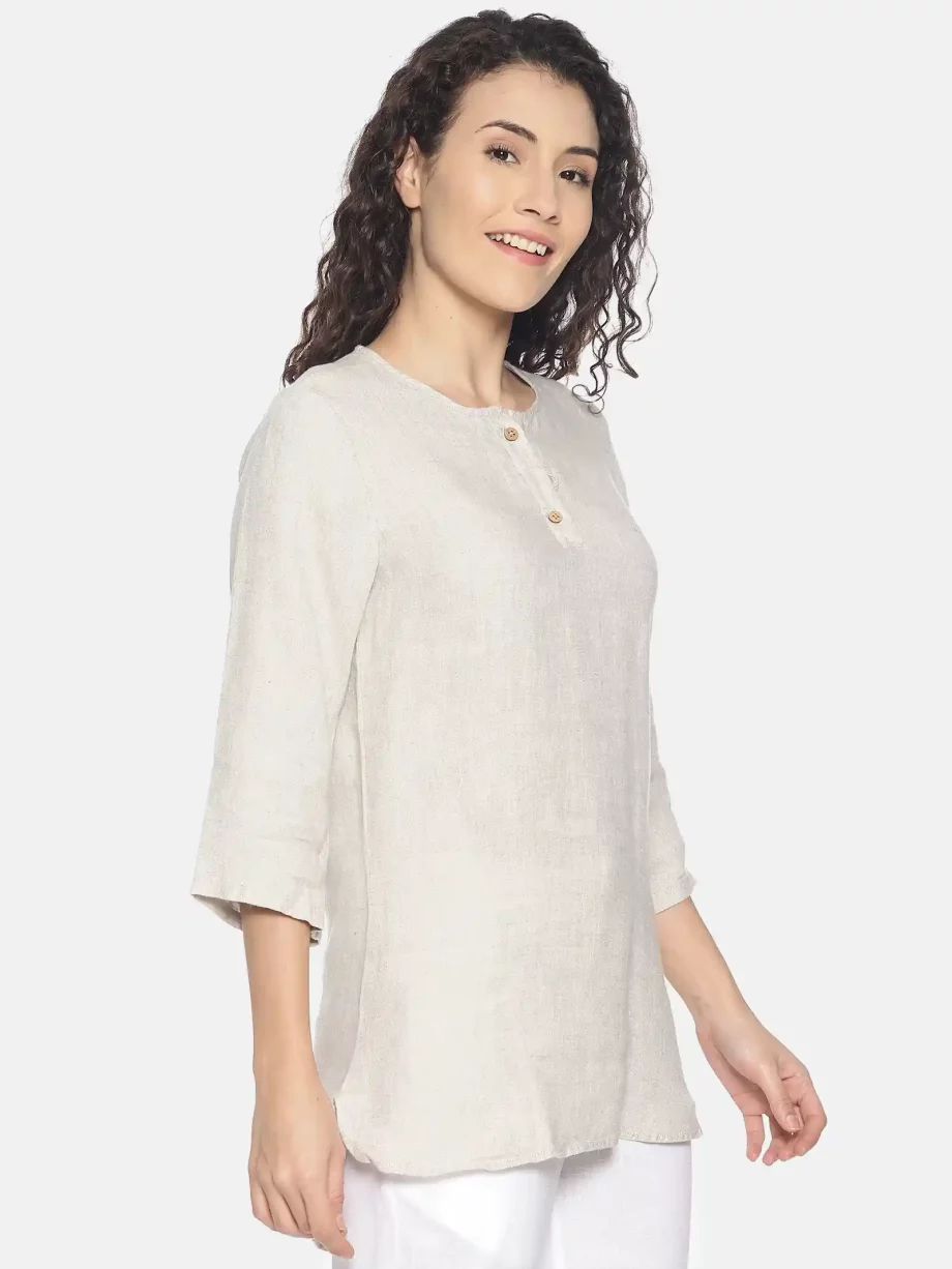 Ecentric beige colour slim fit hemp formal shirt on itsHemp