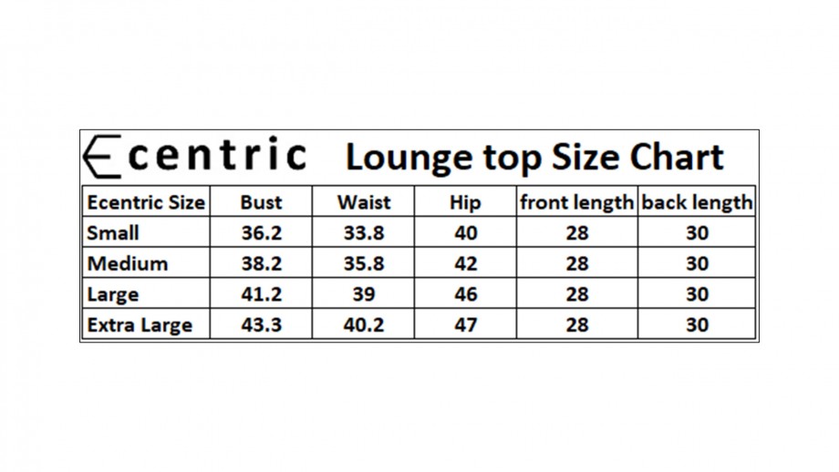 ecentric lounge top size chart on itsHemp