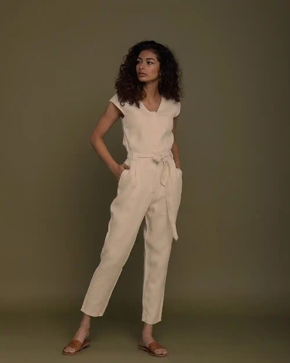 Reistor Evening Chai Jumpsuit (Sand Beige) on itsHemp
