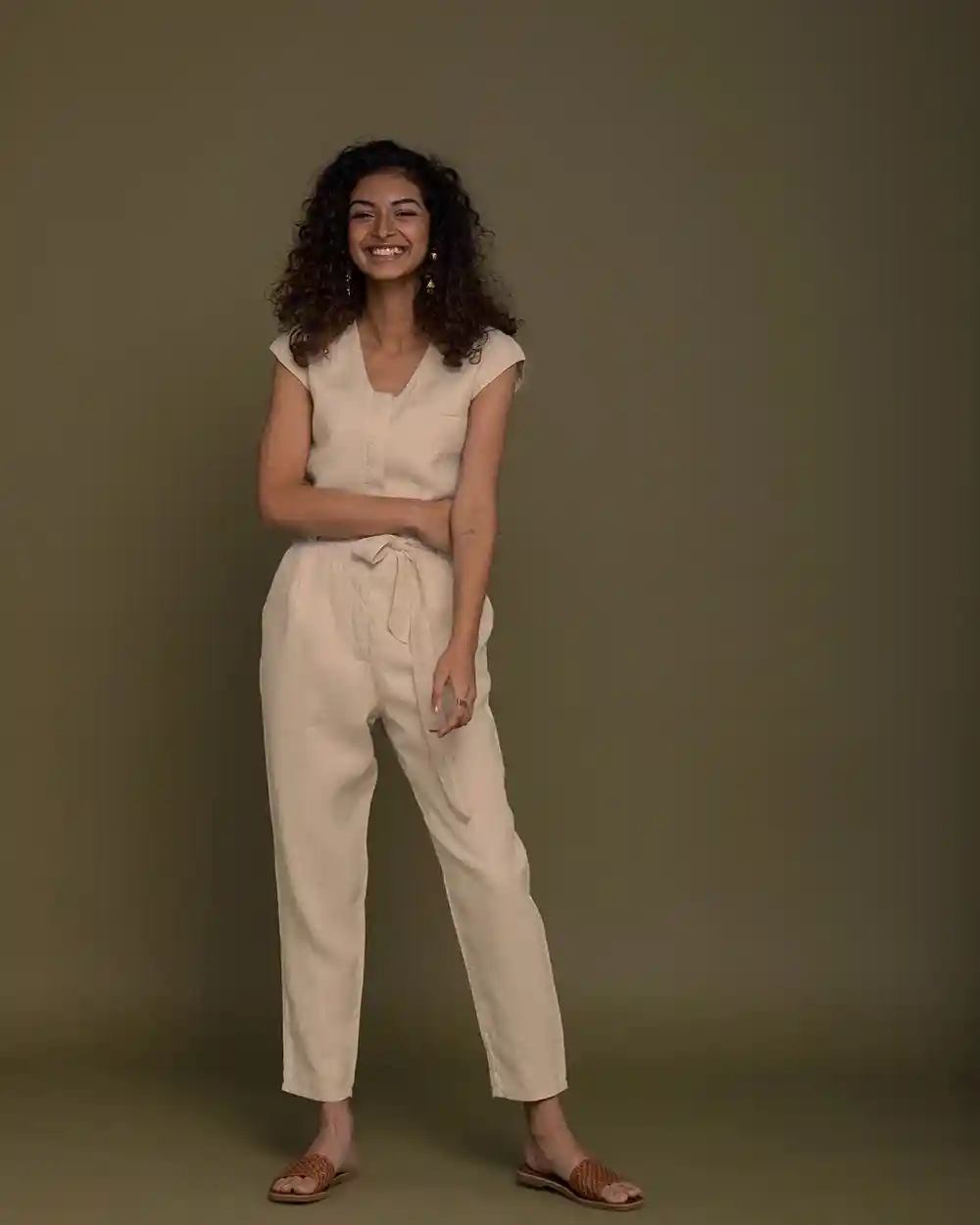Reistor Evening Chai Jumpsuit (Sand Beige) on itsHemp