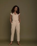 Reistor Evening Chai Jumpsuit (Sand Beige) on itsHemp
