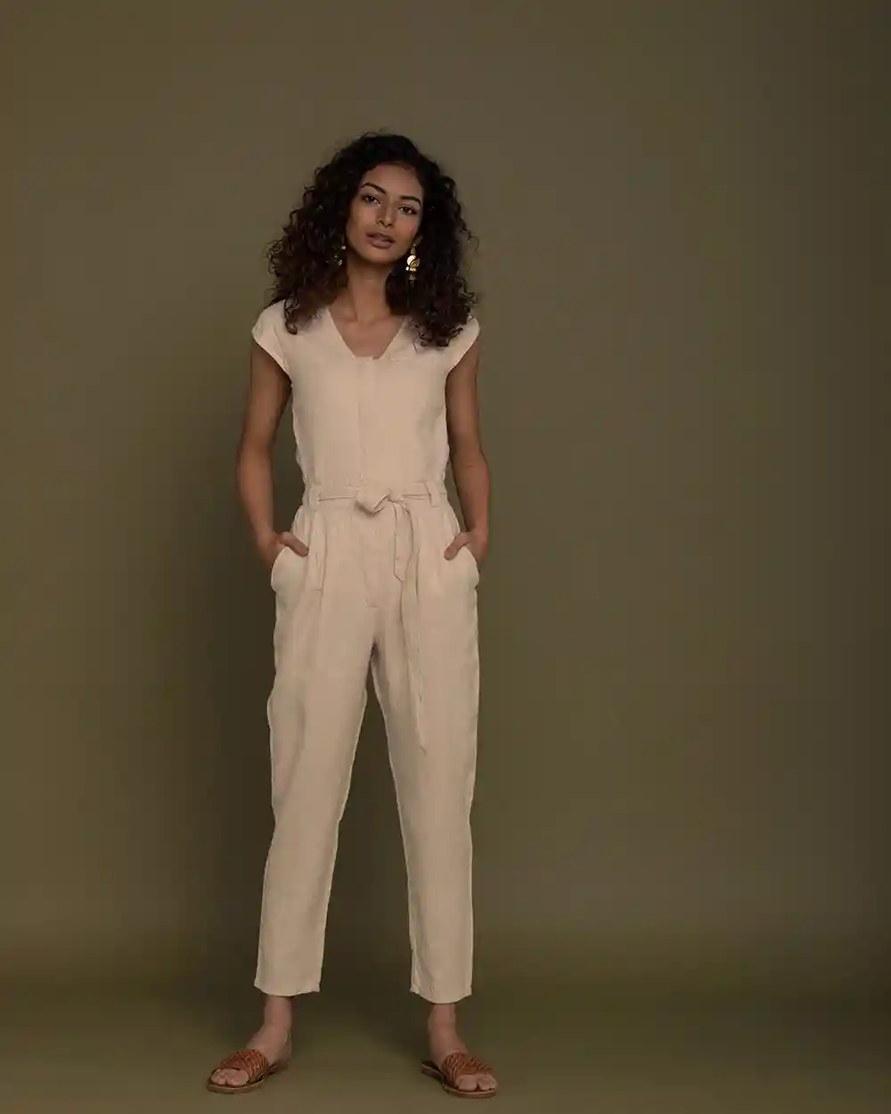 Reistor Evening Chai Jumpsuit (Sand Beige) on itsHemp