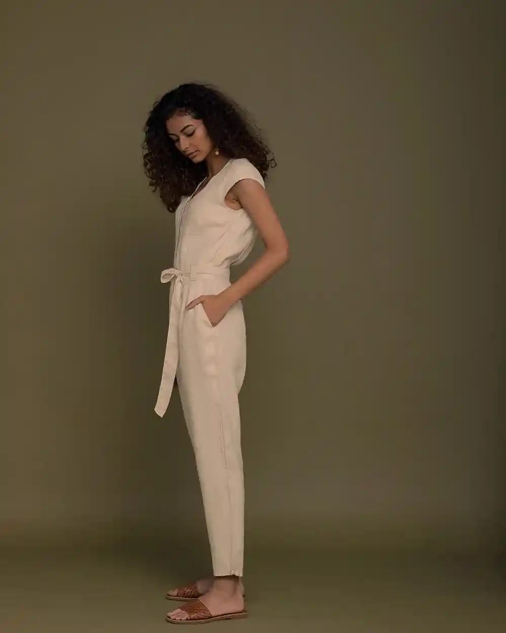 Reistor Evening Chai Jumpsuit (Sand Beige) on itsHemp