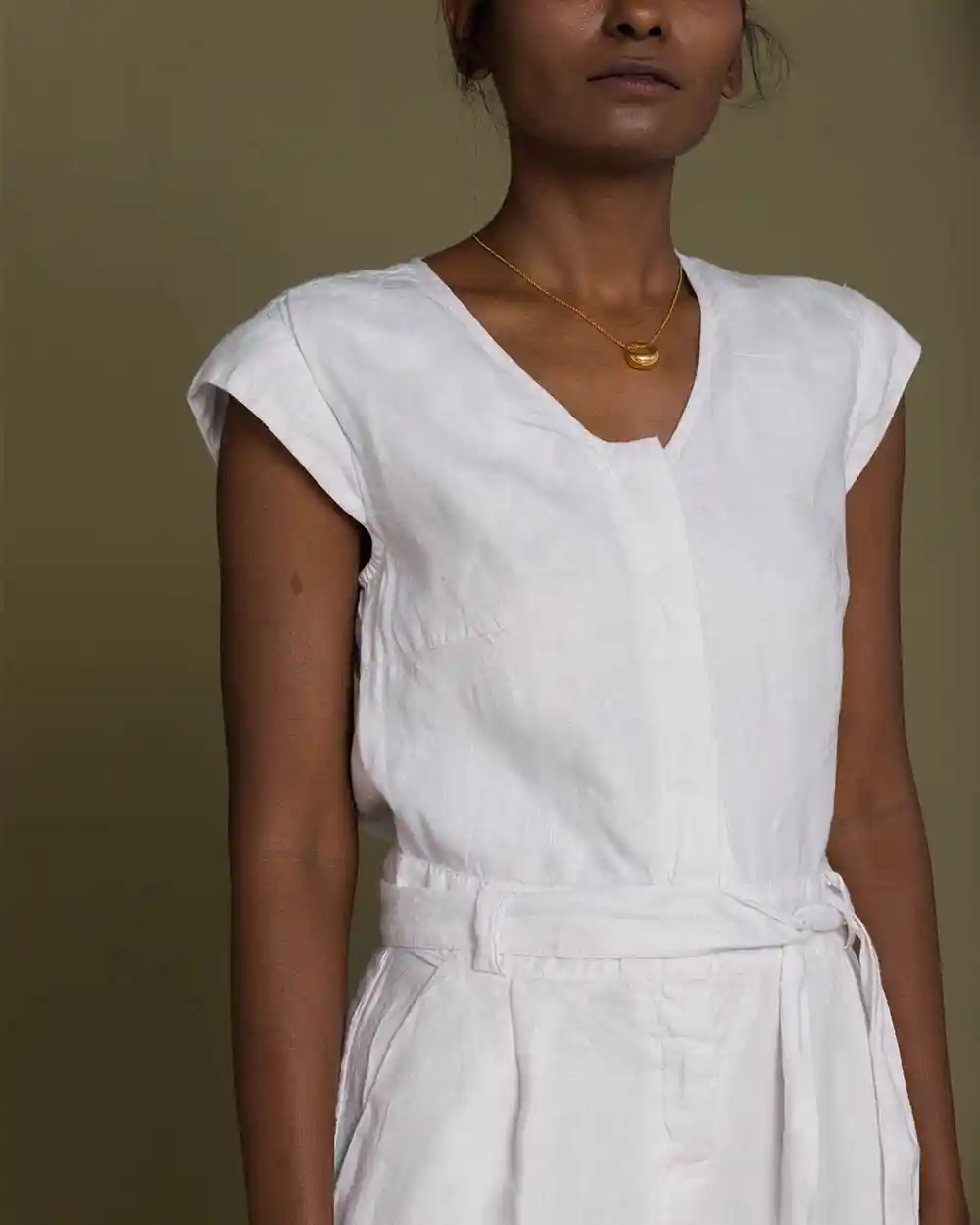 Reistor Evening Chai Jumpsuit (Coconut White) on itsHemp